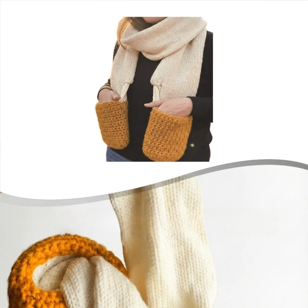 

Мягкий плюшевый шарф, зимние теплые карманные перчатки, комбинированные перчатки в виде сыра Mozzarella, бежевый, желтый, вязаный светильник