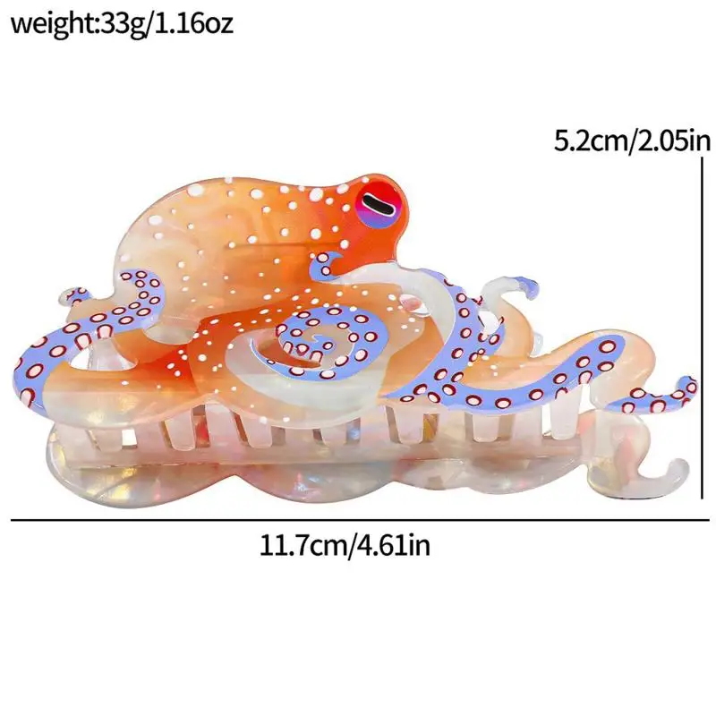 【IIOO】1Pcs Fun Marine Animal Hair Clip Creative Design Grab Clip Personalized Woven Hair Grab New Octopus Shark Clip view 6