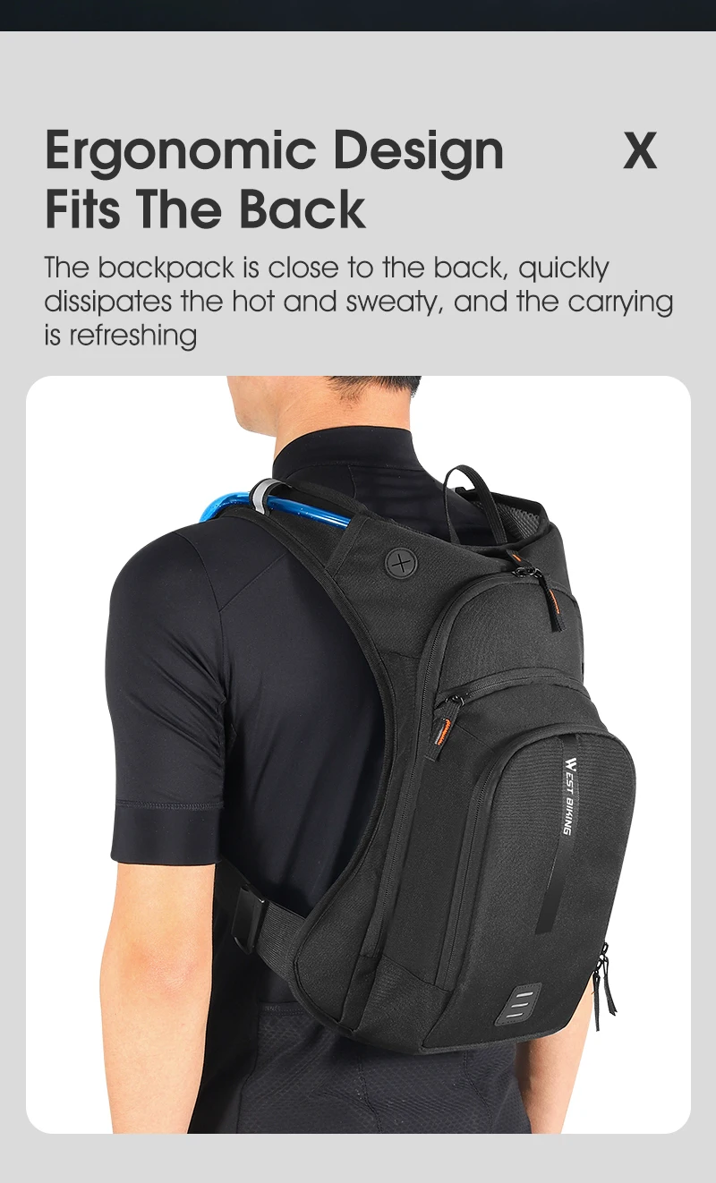 WEST BIKING 20L Fahrrad-Hydrationsrucksack Ergonomischer Kreuzgurt Kletter- und Wanderrucksack für Outdoor-Sport und Reisen mit Reflektoren – Detail 11