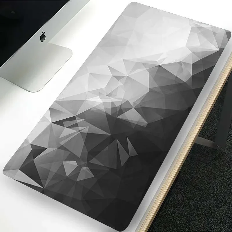 Black and White Solid Prism Mouse Pad Non-slip Wear-resistant Rubber Keyboard Mat Bottom with Stitched Edge Table Desk Rugs