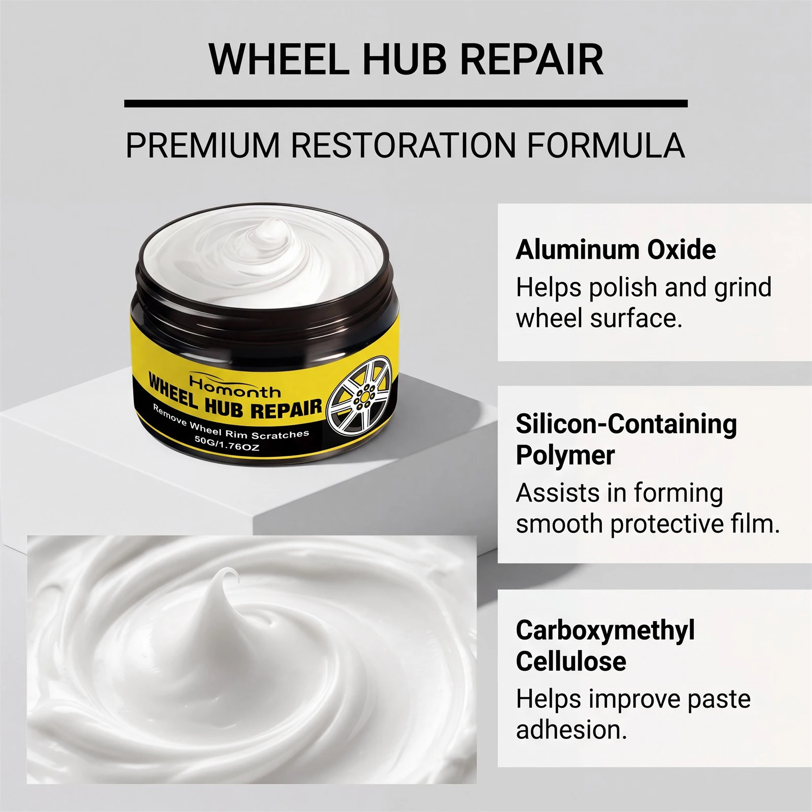 Rim Scratch Repair Paste DIY Curb Rash Removal Cream Alloy Wheel Polish Cleaner Car Detailing Maintenance For Tesla Wheel Curb