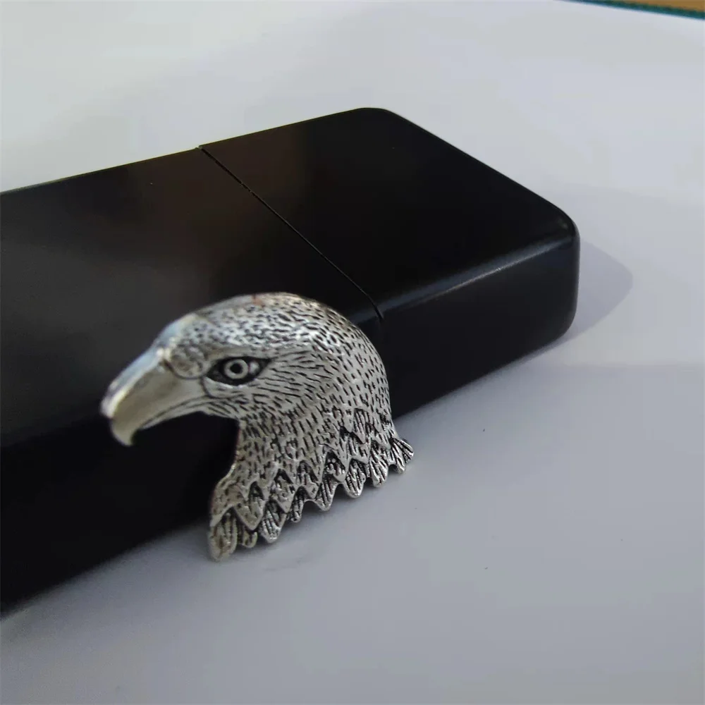 Personality Carving Silver Eagle Head Metal Badge for ZP Kerosene Petrol Lighter DIY Handmade Decor Accessory Smoking Gadget