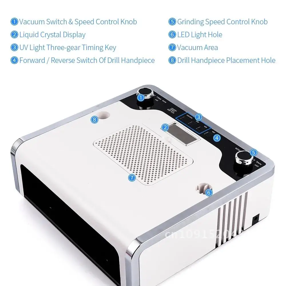 3 in 1 네일 머신 세트, 108W LED 램프, 네일 드라이어, 강력한 진공 청소기 및 전기 네일 드릴, 매니큐어 기계