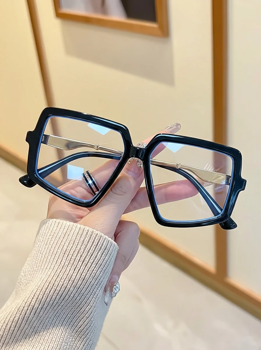 Large Square Fashionable Eyeglass Frames, Unique And Versatile Anti-Blue Light Glasses Frames