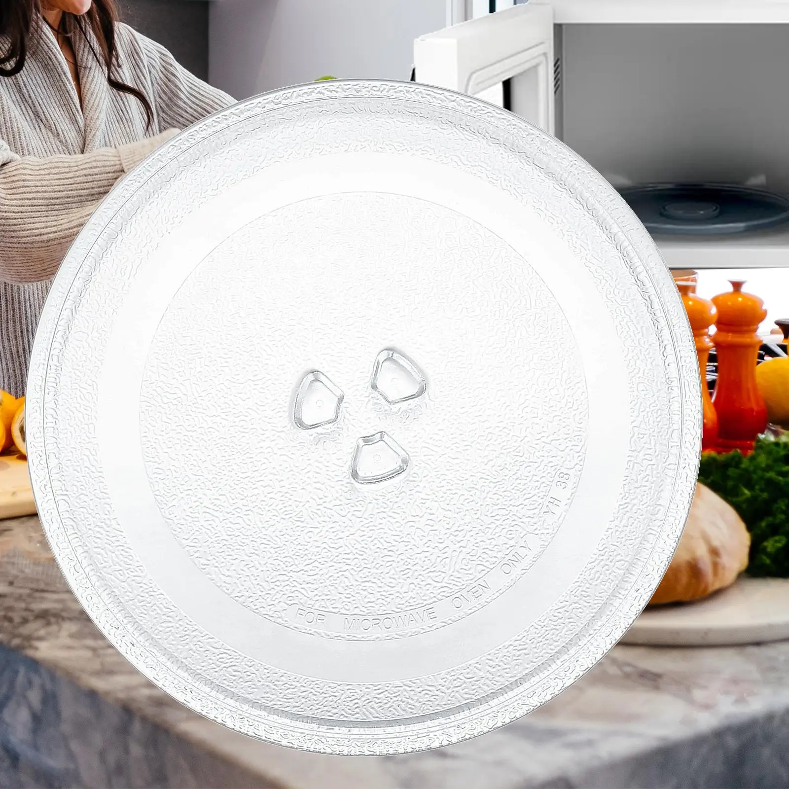 Microwave Glass Plate Turntable Cooking Tray 24.5cm Resistant for Small Microwaves Accessory Thickened Easily Install