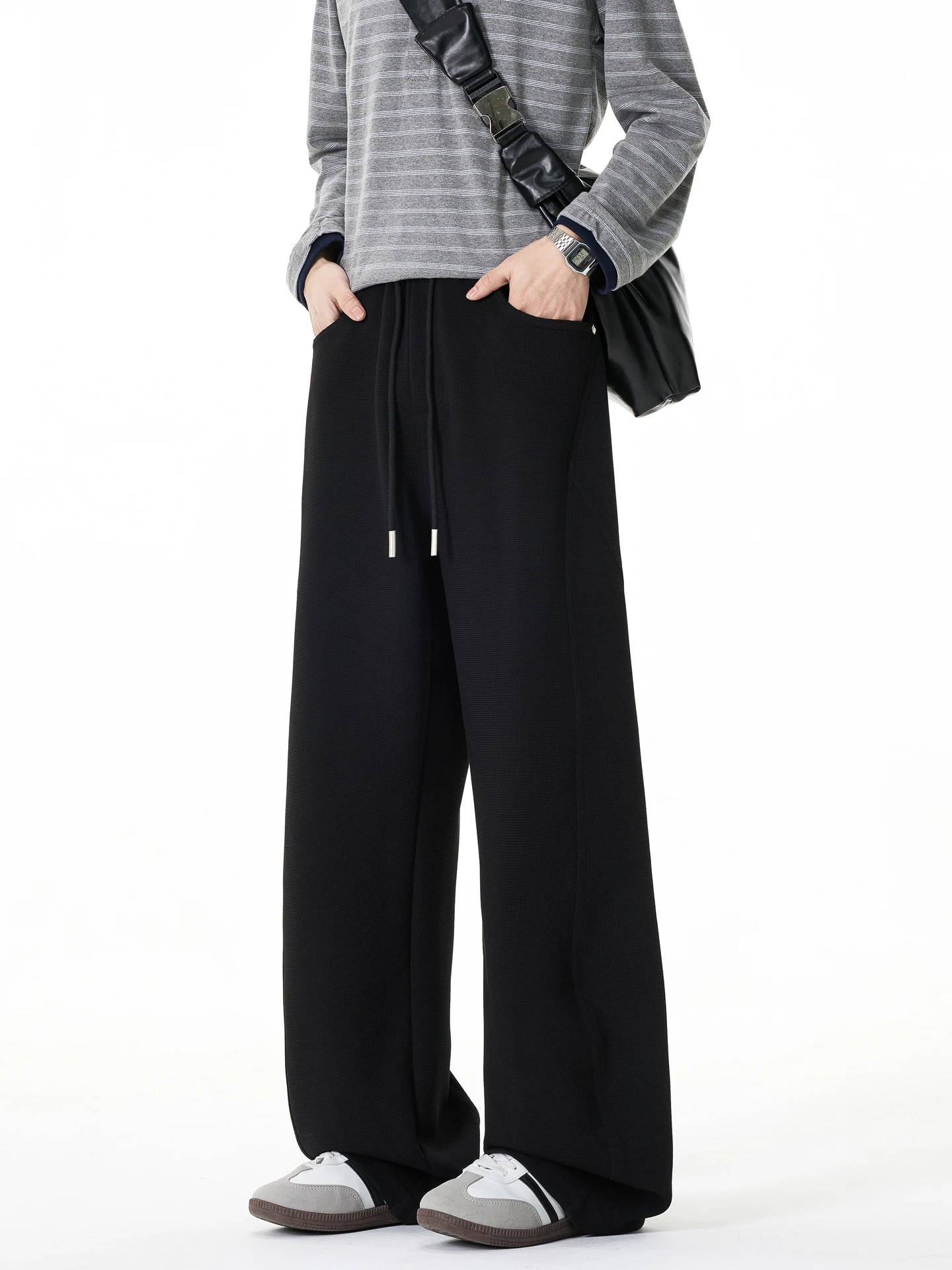 

Trendy Pure Color Straight Leg Sports Pants Men's Loose Casual Wide Leg Versatile Floor-Length Trousers Spring Wear