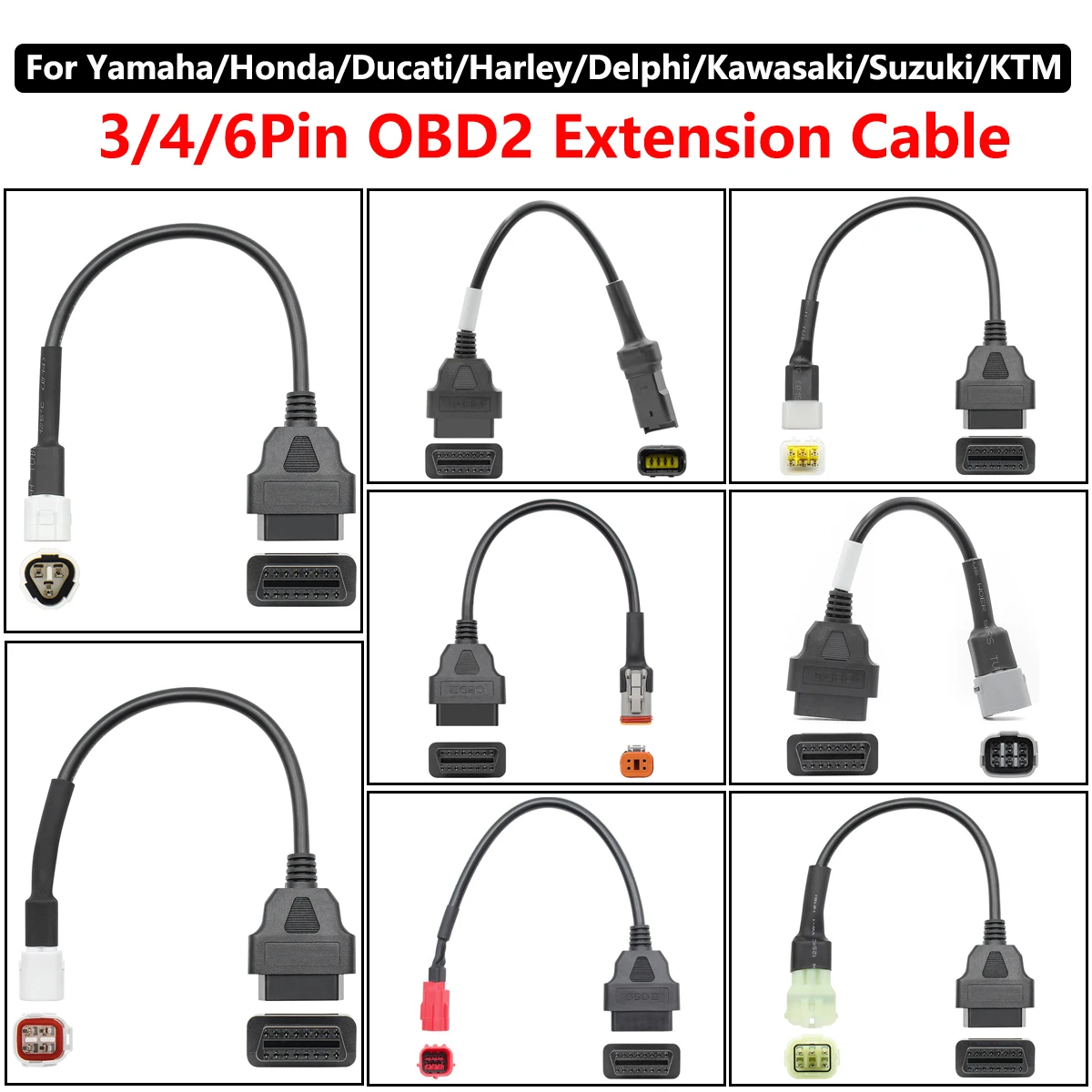 yZ[z4pin 6pin OBD2 RlN^P[u KTM/}n/z_/XYL/hDJeB/JTL 3pin  16pin OBD P[uI[goCA_v^