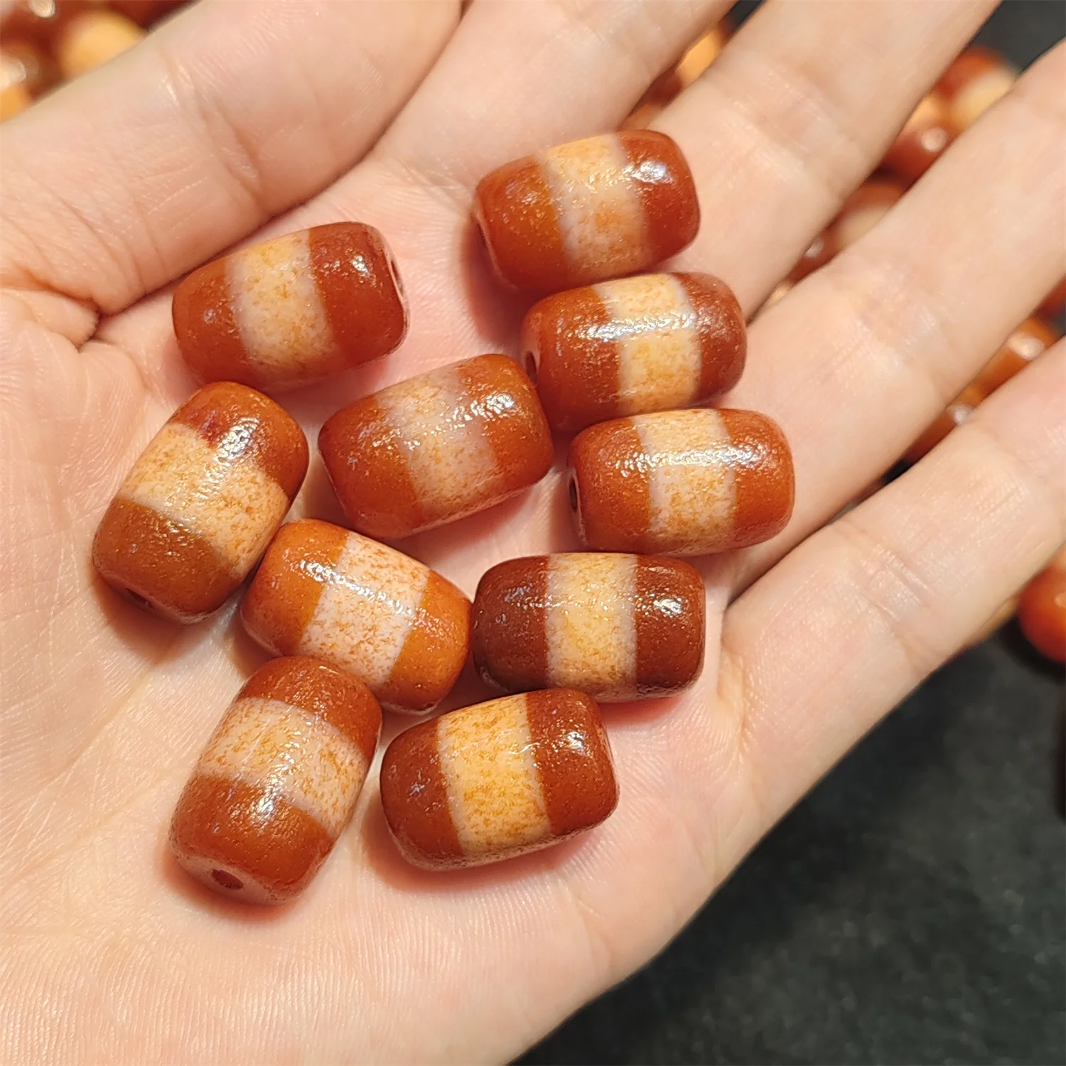 1pcs/lot Natural Agate Dzi Thread beads red 18×12mm Beads for bracelet necklaces Ethnic accessories Weathering lines Wonderful