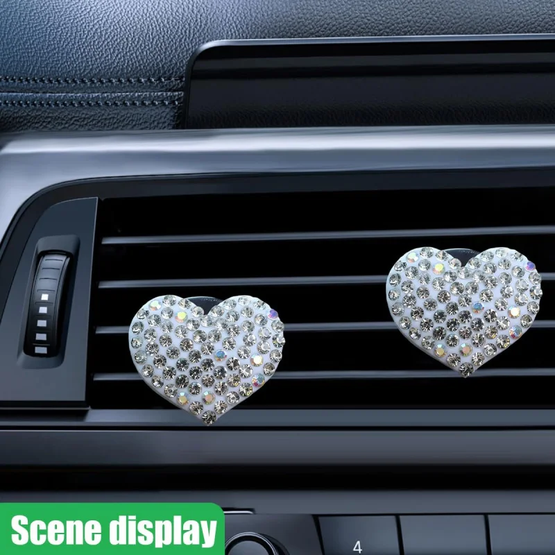2PCS Bling Herzförmige Auto Vent Clips, Lufterfrischer, Konditionierung Outlet Diffusor,