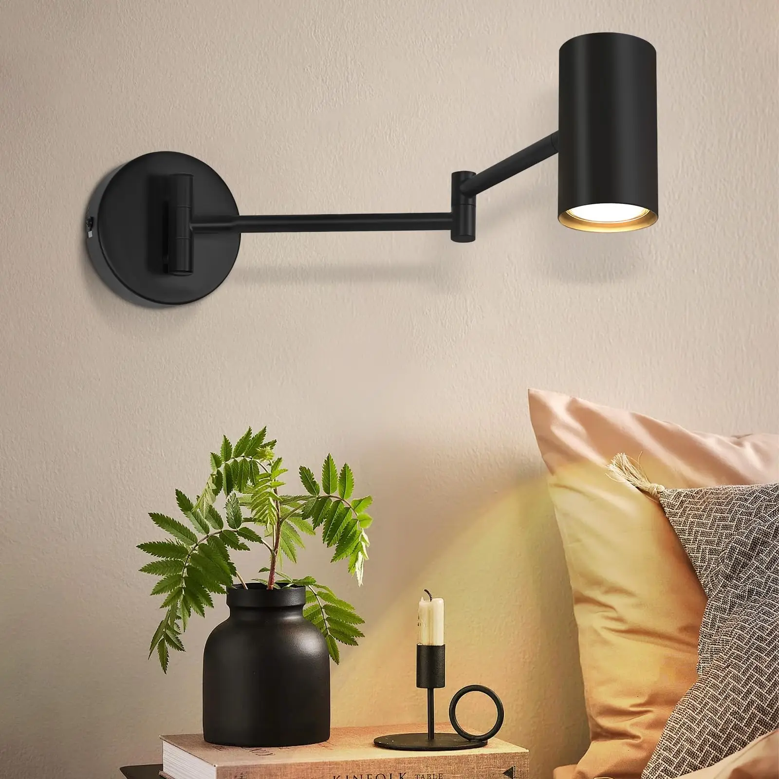 

Black Swing Arm Wall Sconce Bedroom Side Wall Lamps Room Decoration Adjustable Swing Long Arm Lamps Interior Wall Light Study