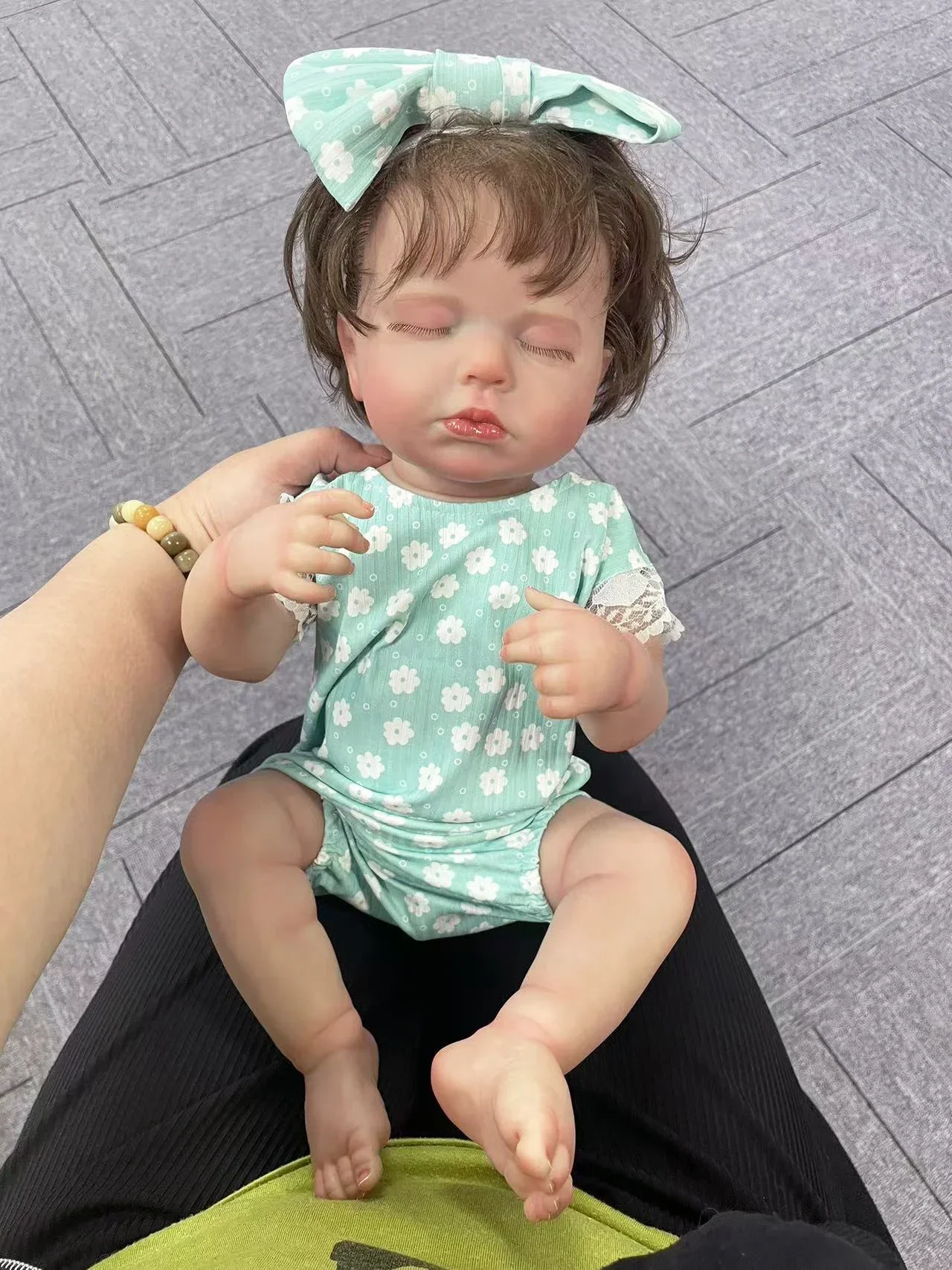 19inch Loulou Full Body Vinyl Reborn Doll with Rooted Hair Newborn Baby 3D Painted Skin with Visible Veins Collectible Art Dolls