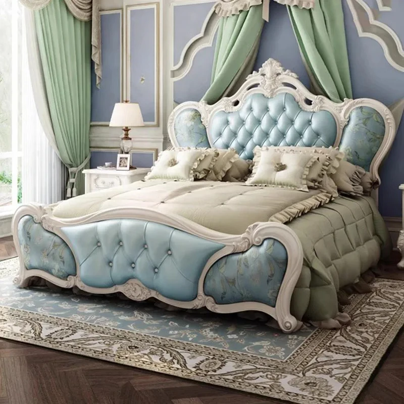 Royal Luxury Double Bed Modern Home King Baby Frame Double Bed Bedding European Room Letti Matrimoniali Bedroom Furniture