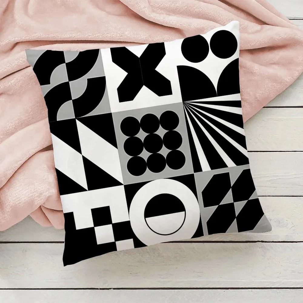 Black and White Geometric Decorative Pillowcase Car Ornaments Office Living Room Home Pillowcase