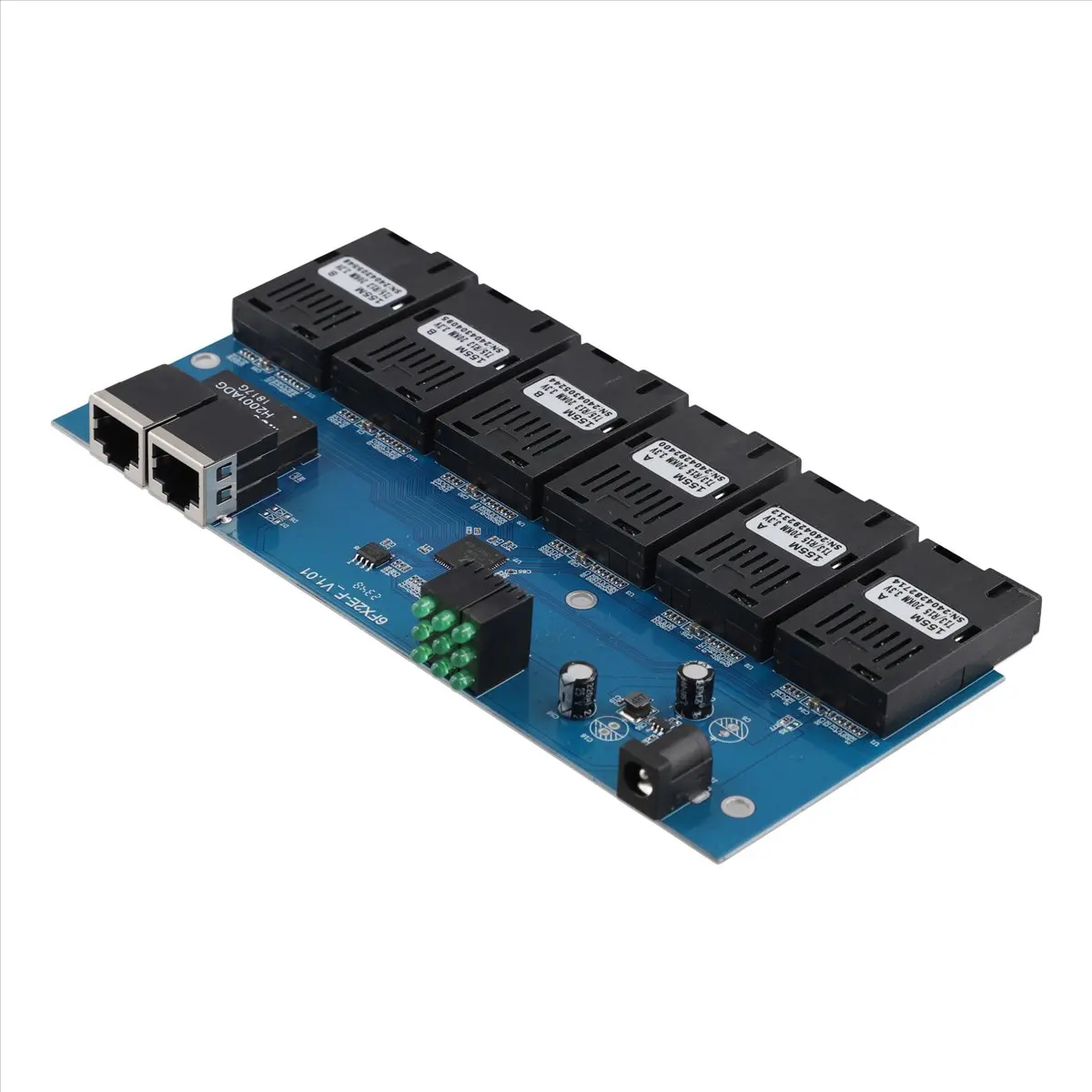 BaoBao- Placa PCBA de 100M, convertidor de medios de fibra óptica, 2 RJ45 a 6 conectores ópticos SC, puertos 3A + 3B, interruptor Ethernet de 20KM