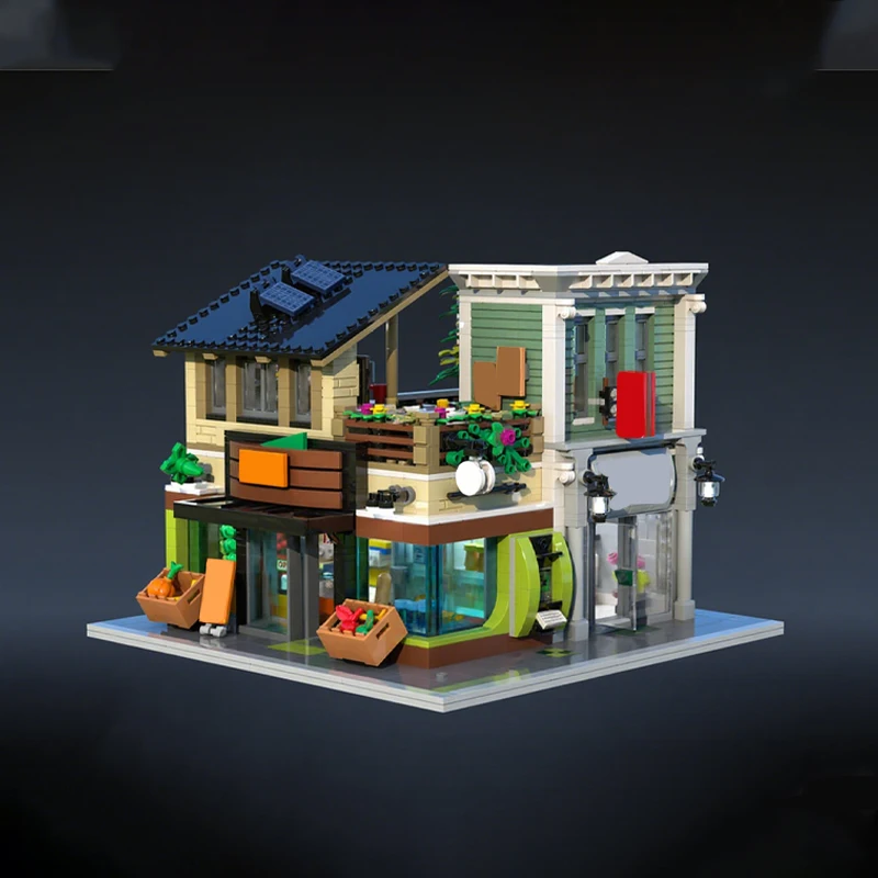 

1860 шт. MOC Market Plaza City строительные блоки Рождественский подарок DIY образовательный сборочный комплект вдохновляет руки на творчество