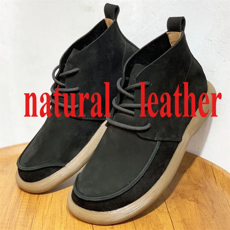 

Wide-footed Boots Men's Boots British Style Korean Version Versatile High-top Leather Short Boots Spring Autumn Men's Shoes