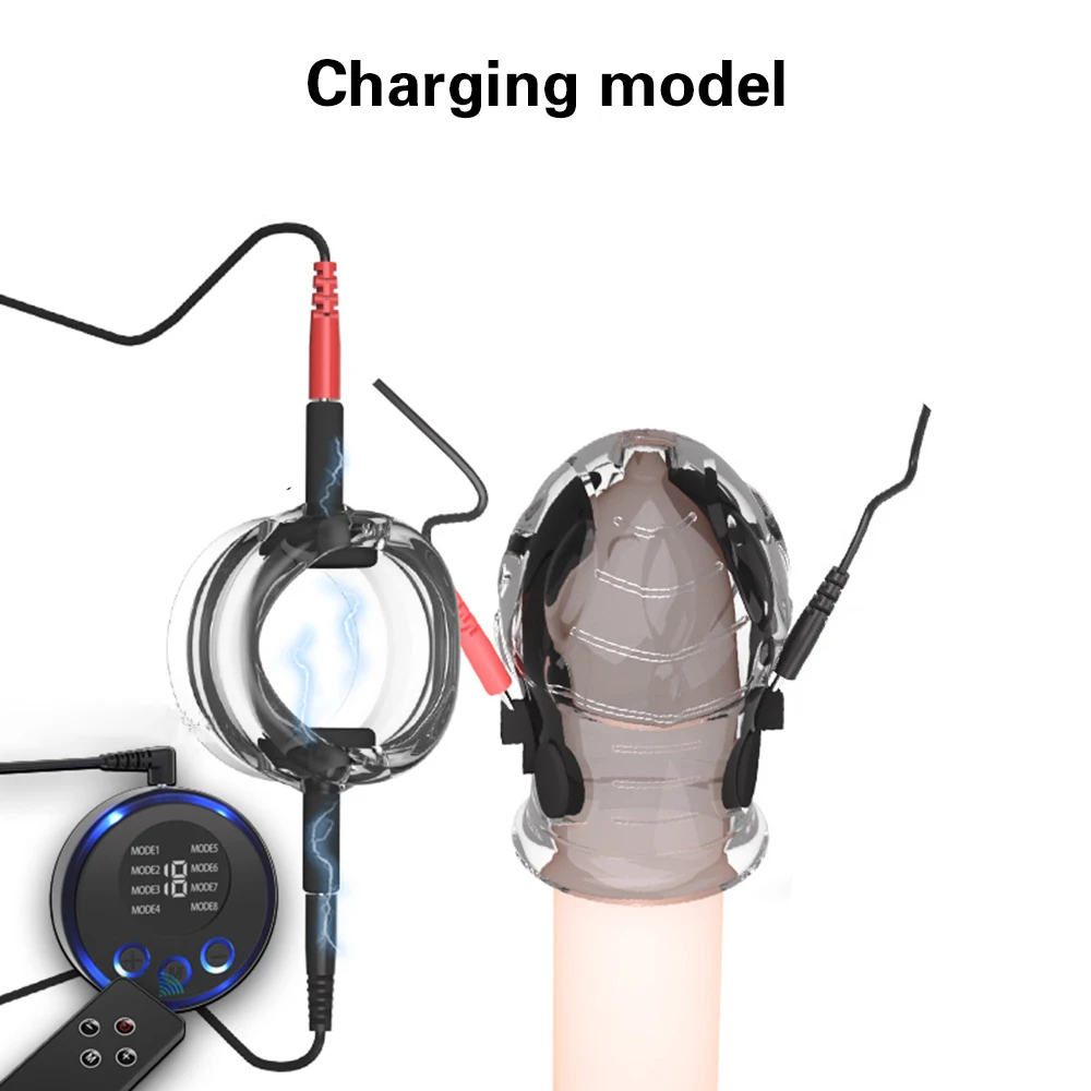 전기 충격 귀두 슬리브 진동기 사정 지연 페니스 감도 감소 트레이너 링 자위 섹스 토이 For Man Gay