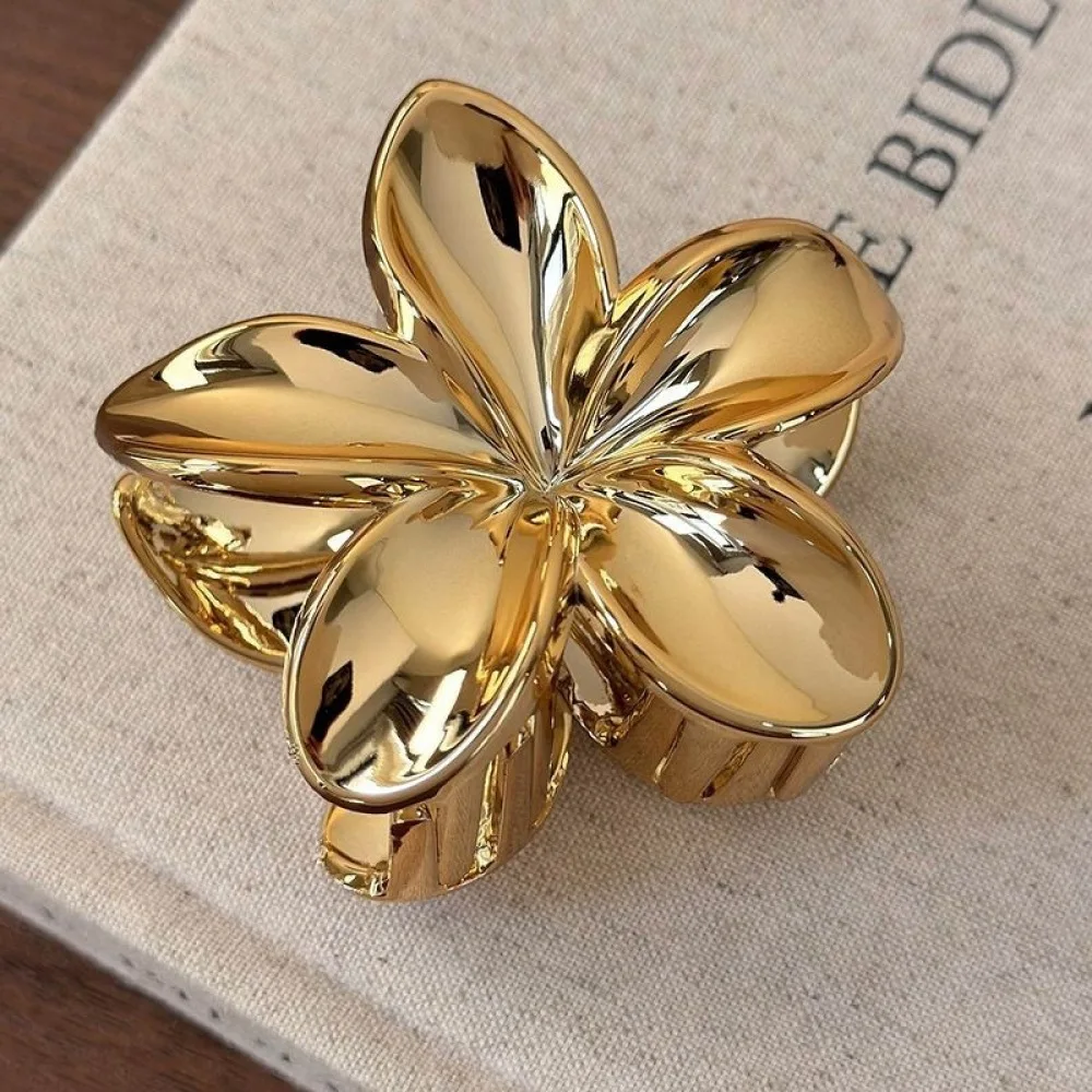 Mermaid Style Laser Flower Claw Clip Resin Shark Clips Elegant Hair Accessory For Women Summer Vacation Sweet Style Pin