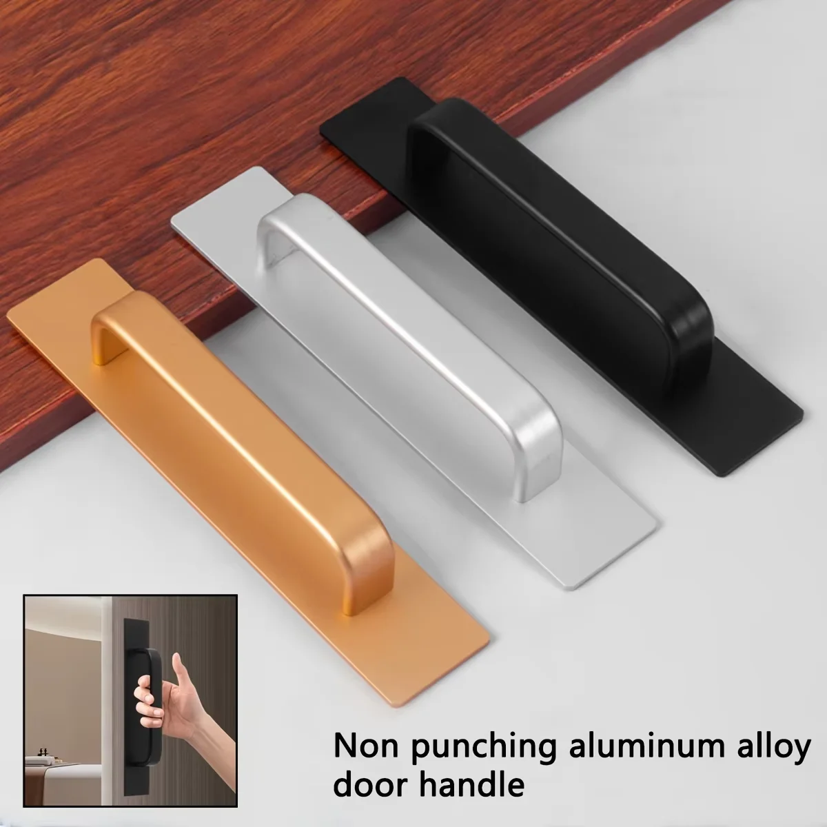 Self-Stick Adhesive Cabinet Handles Stainless Steel No-Drilling Easy Installation for Cabinet Door Window Drawer Refrigerator