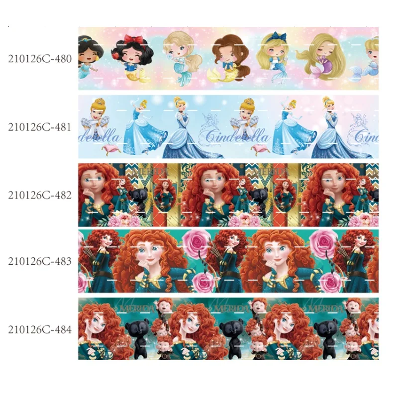 

Disney Princess Cartoon Grosgrain Ribbon Merida Printed 25mm for Hairbows DIY 10yards Craft Supplies Handmade Materials