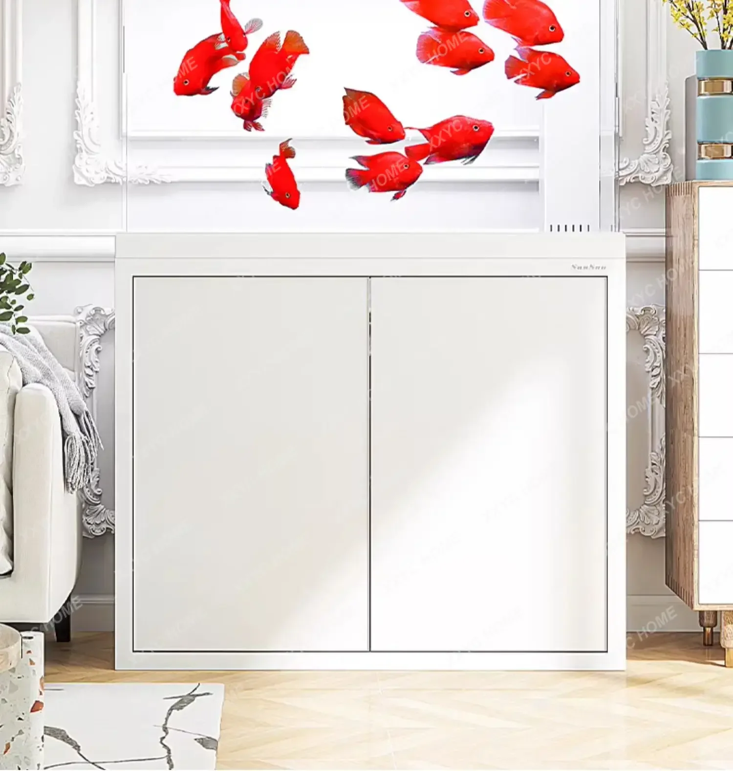 

CC Fish Farm Shrimp Aquarium Indoors Simplicity Decoration Luxury Aquarium Accent Glass Ecology Home Furniture El Acuario