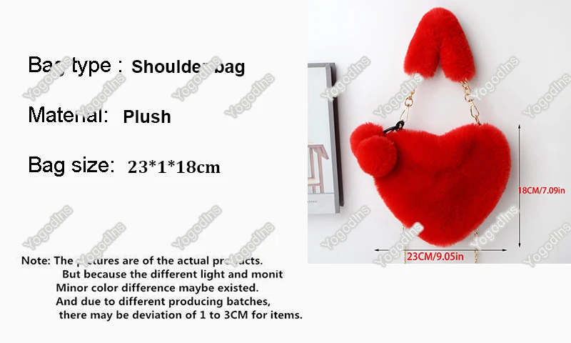 Trendy Damen Plüsch Liebe Herzförmige Neue Modische Einfarbig Weiche Bequeme Geldbörsen Beliebte Frauen Handtaschen – Detail 2