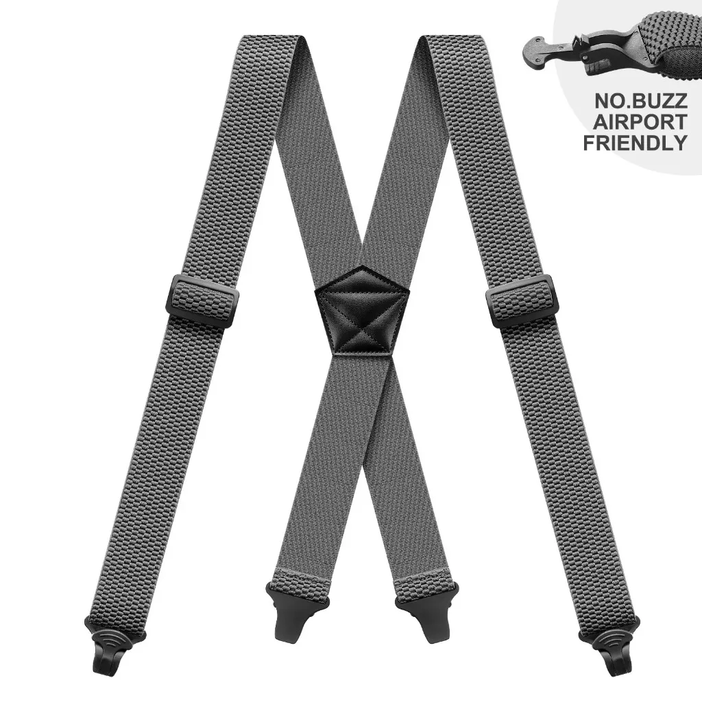 Robuste Hosenträger für Herren, Arbeit, Biker, Outdoor, 3,8 cm breit, X-Rücken, mit 4 Karabinerhaken, verstellbare elastische Hosenträger, Gurt
