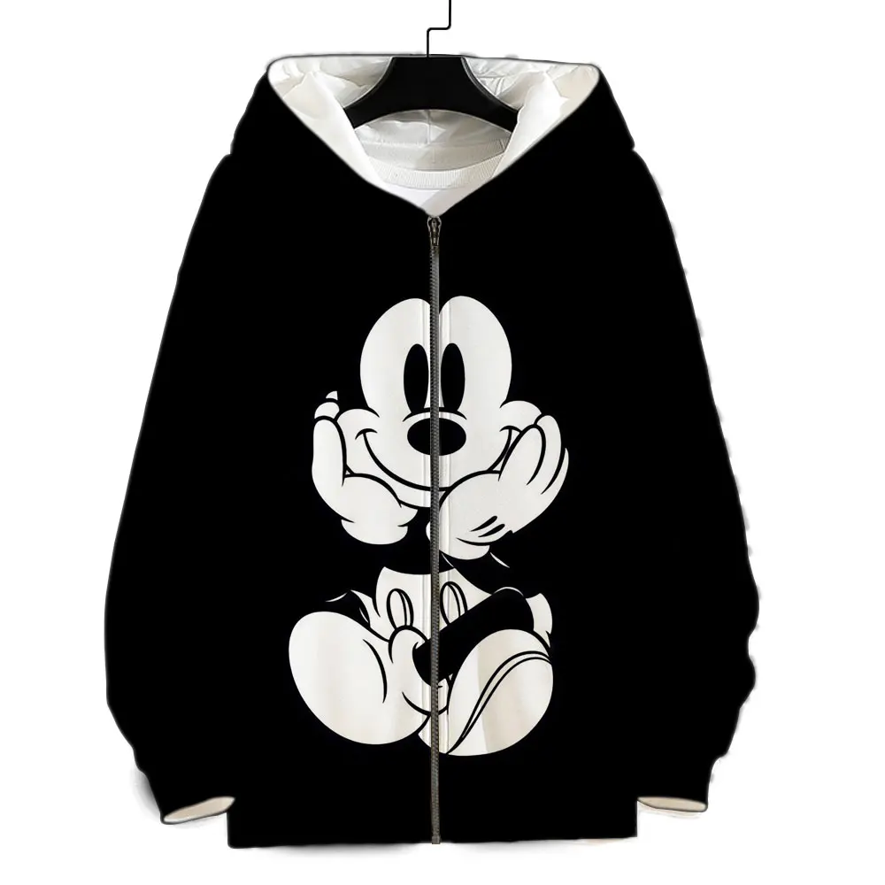 New Sweatshirt Women Mickey Mouse 3D Print Cool Men Zipper Hoodies Spring Autumn Cartoon Anime Man Jackets Clothing