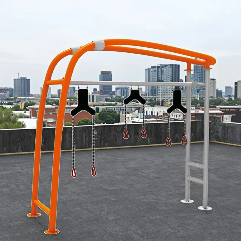 Barra de pull-up integrada com instrutor de suspensão, equipamento de fitness ao ar livre personalizado para exercícios de escalada multifuncionais.