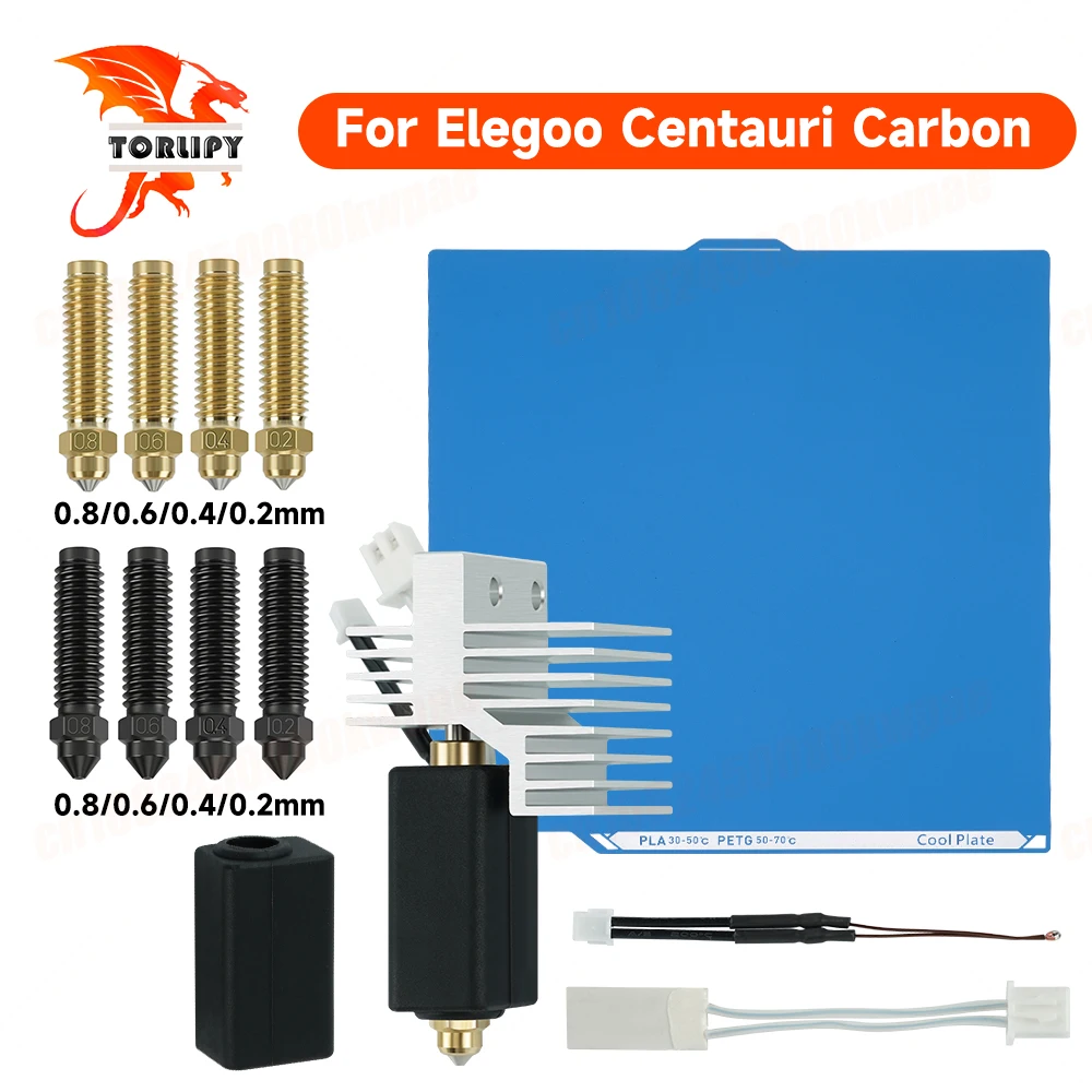 

Для Elegoo Centauri Carbon Cool Plate & Hotend 0,2/0,4/0,6/0,8 мм сопла и термистор нагревателя для деталей углеродного 3D-принтера Centauri