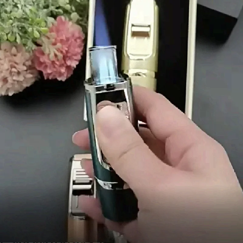 

Зажигалка JOBON с тремя синими пламенями, ветрозащитная, с выдвижной крышкой, нижним поджигом, в дизайне резака для сигар