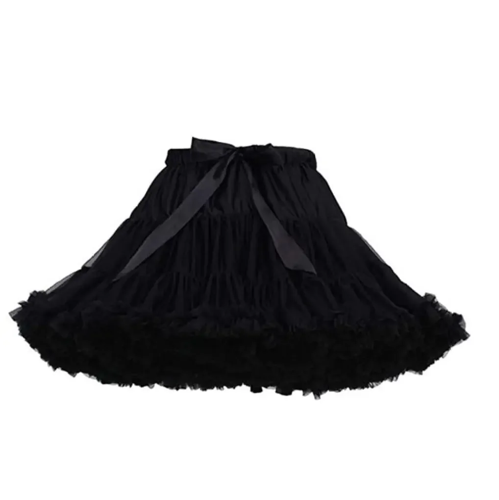 

Women's Tulle Petticoat Party Multi-Layer Puffy Cosplay Skirt, Length 40cm, Waist Black 56-100cm