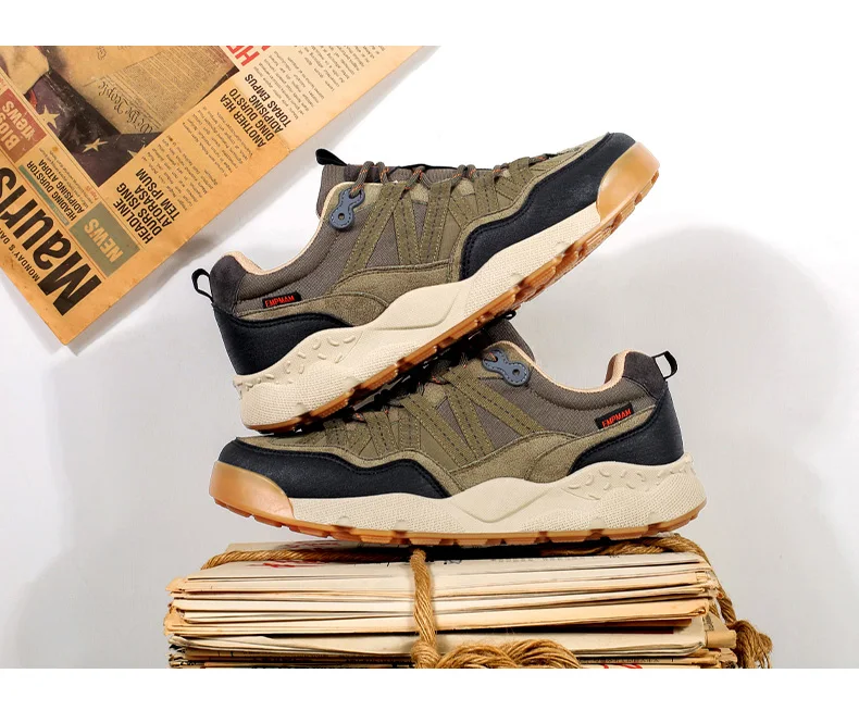 Herren Outdoor-Wanderschuhe Beige Schwarz Wildleder Mesh Patchwork Dicke Rutschfeste Sohle Trekking-Sneaker Schnürschuhe Camping Wandern – Detail 27