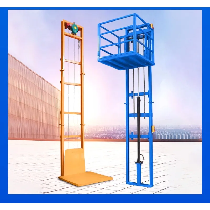 Hydraulic Freight Elevator 1 Ton Capacity With Safety System Guide Rail Design For Indoor Warehouse Factory Quiet Operation