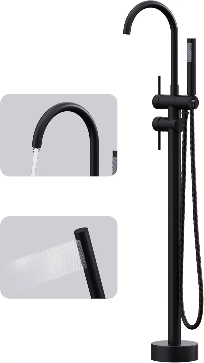 

Free Standing Tub Filler Bathtub Faucet Stand Alone Matte Black