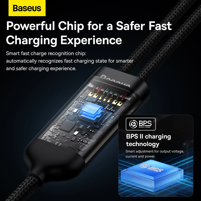 Baseus 100W 2 in 1 USB Type C Cable PD Fast Charging Date Cable For POCO Xiaomi Samsung USB C Wire Cord For AppleBook Air HUAWEI