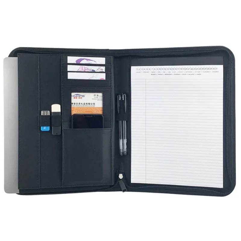 

Multifunctional 510 A4 Conference Folder Business Stationery Folder Leather Contract File Folders Travel Document Folder