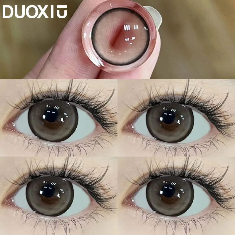 DuoXiu 1 Pair New Eyes  Myopia Contacts Lenses with lentile contact color Brown Lenses 1 Year service life Free Shipping