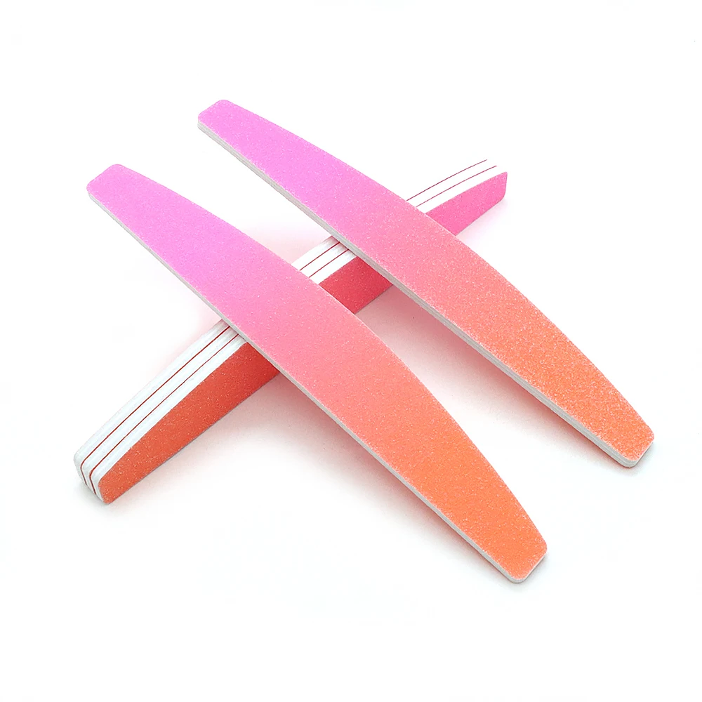 6 قطعة مجموعة مبرد أظافر نصف القمر 180/180 ملون حصى الرملي المهنية مانيكير ملف عازلة تلميع الأظافر ملف العناية بالأظافر أدوات #2