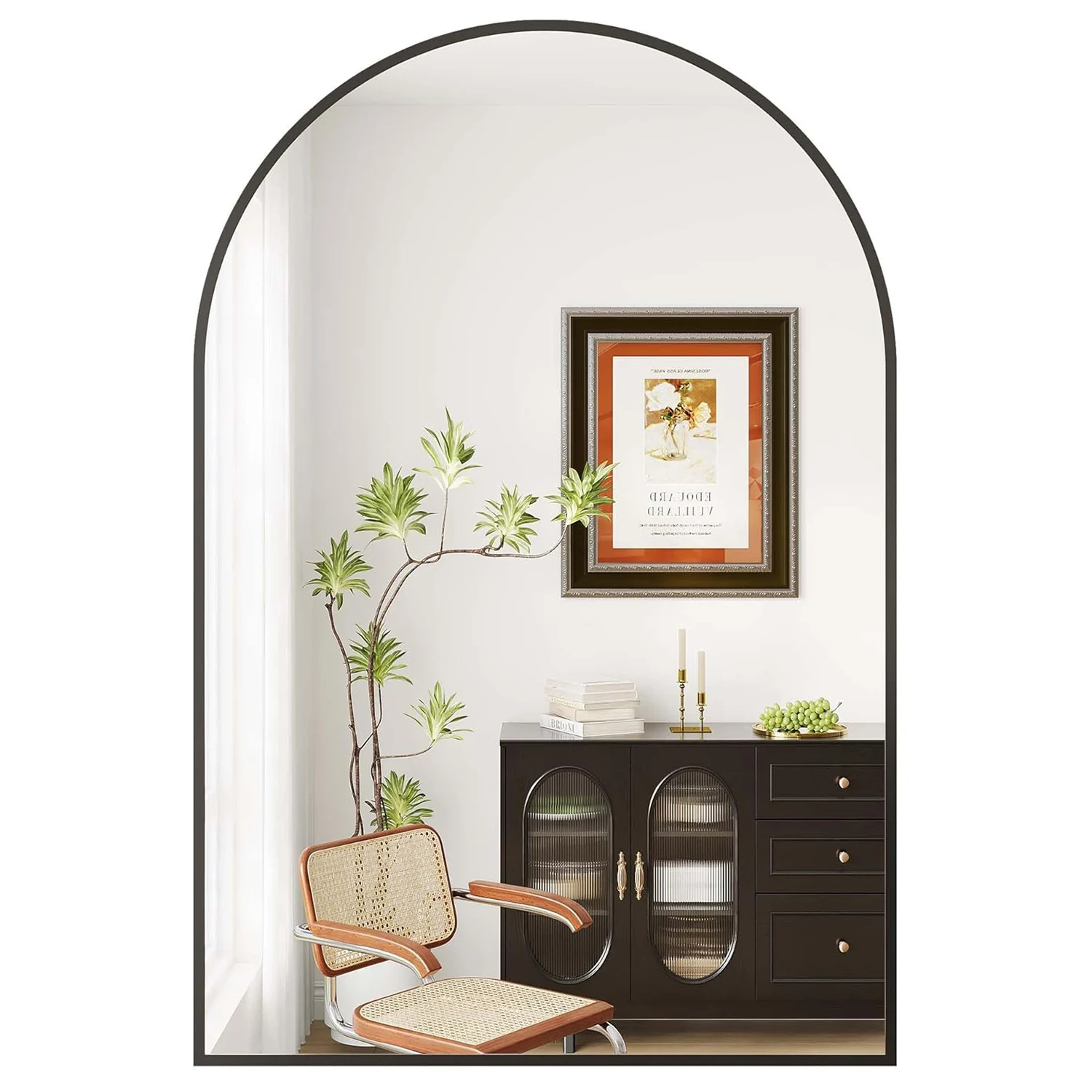 

Arched Wall Mirror, Metal Frame Tempered Glass Vertical Wall-Mounted Bathroom Vanity Mirror Bedroom Living Room Entryway Decor