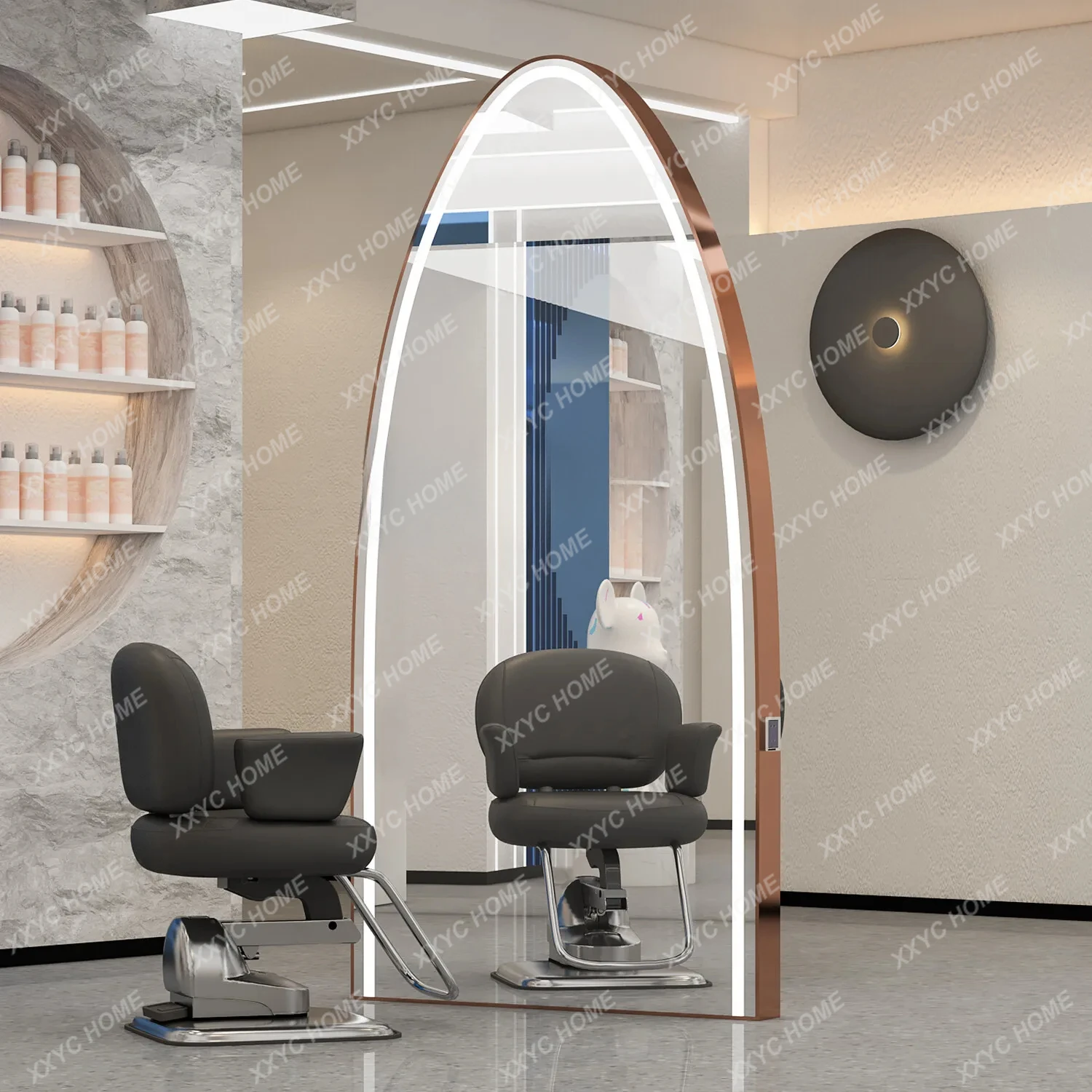 A  New barber shop mirror table hair salon special perm and dyeing area, hairdressing mirror, single-sided floor mirror high-end