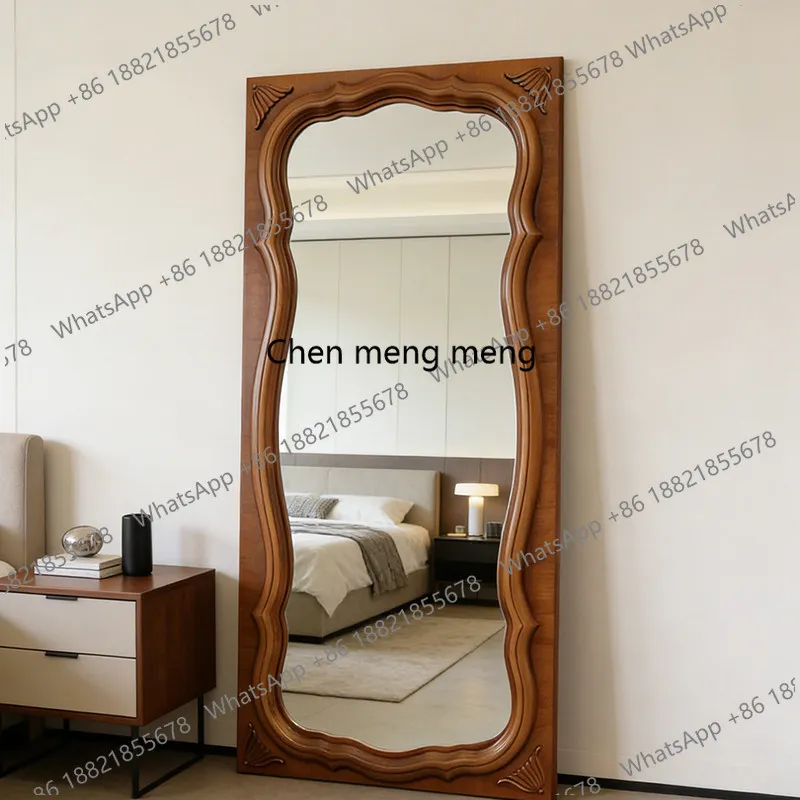 

New Chinese floor-to-ceiling mirror creatively carves the whole body of the living room, French full body dressing