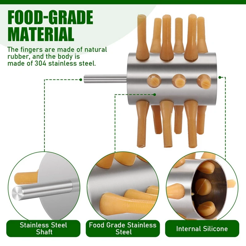 Stainless Steel Chicken Plucker Drill Attachment Chicken Feather Removal Plucker Machine 18-Fingers