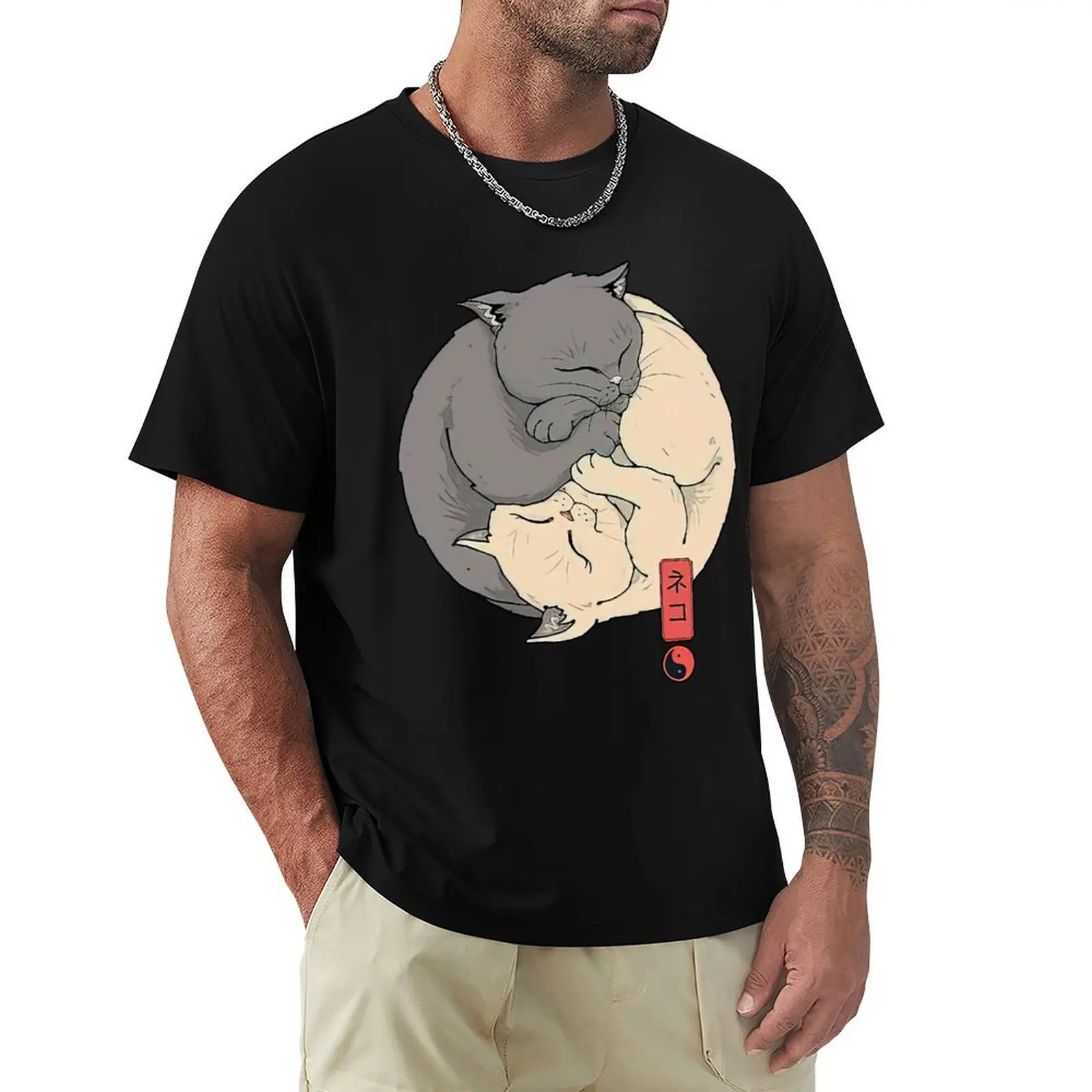 

Men's Top Quality T Shirt 100% Cotton Short Sleeve Cat Print Unisex T Shirt Cool Loose Cat Print Tshirt Cool O-neck T-shirt Tees