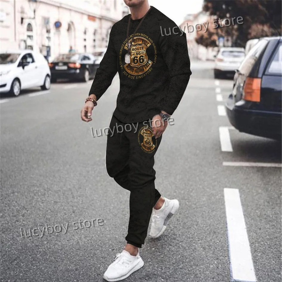 Herbst Männer 3D Männer Anzug T-shirt Hosen 2 Stück Sets Trainingsanzug männer Übergroße Kleidung Trend Retro Streetwear 3D Männer kleidung