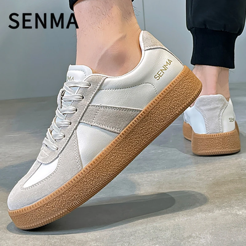 SENMA Men's and Women's Casual Sneakers Breathable Non-Slip Tennis Walking Shoes Leather Suede Flats Shoes Women Sports Shoes