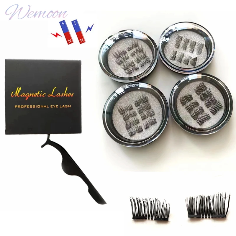 Half Eye Magnetic Eyelashes with 2 Magnets and Lash Applicator Kit Natural Cross Reusable Long Last Mink Fake Eyelash Extension