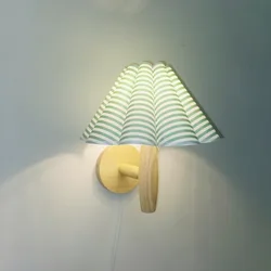 Log Color Wood Wall Lamp Petal Lamp Entrance Corridor Balcony Aisle Lamp Atmosphere Night Light Bedroom Bedside Decorative Lamp