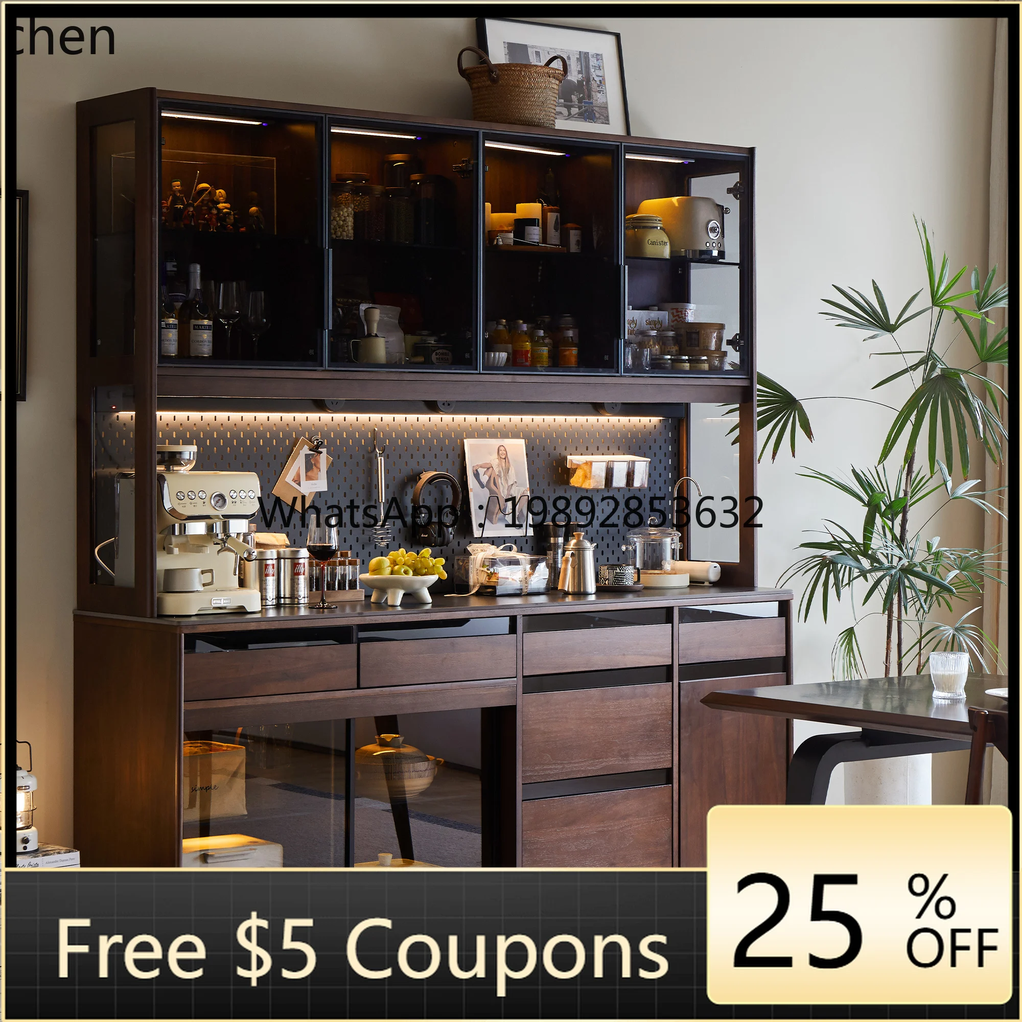 

solid wood rock slab dining side cabinet integrated against the wall modern simple living room storage wine cabinet