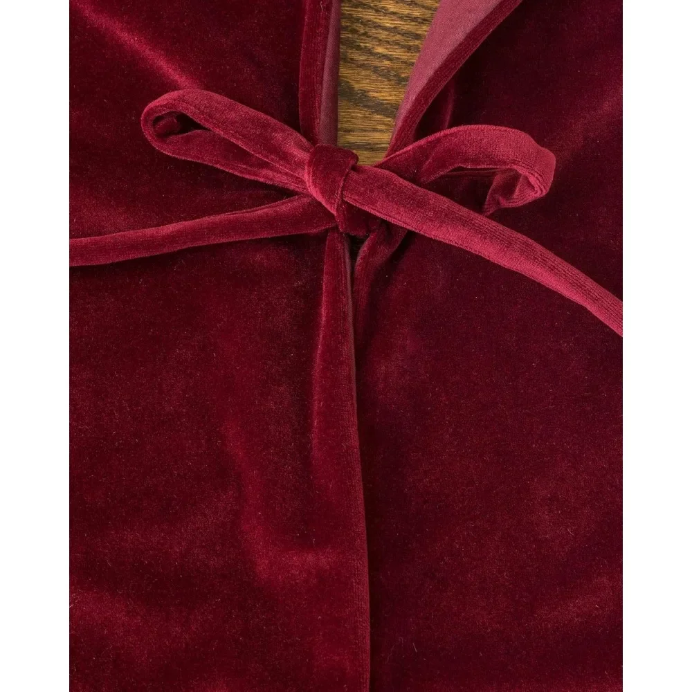 Luxe Embroidered Velvet Tree Skirt, 72 inches, Wine